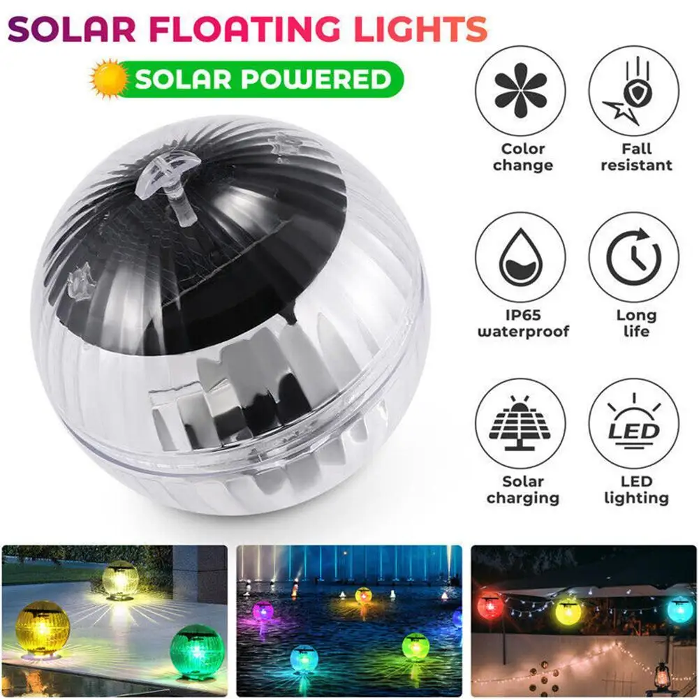 

Solar Floating Pool Lights RGB Color Changing Solar Pool Lights That Float Lights IP68 Waterproof Hangable Solar Floating Lamp