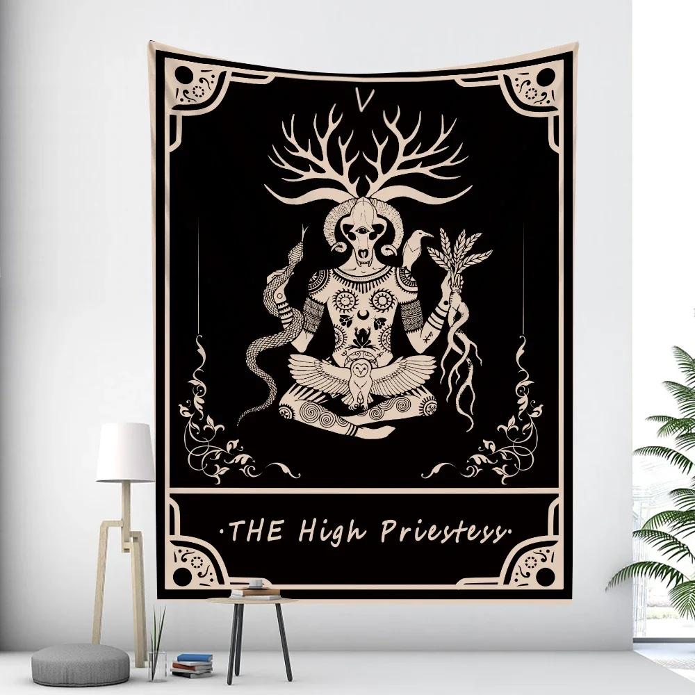 March goddess tarot card witchcraft home decoration tapestry hippie bohemian decoration psychedelic scene wall hanging yoga mat
