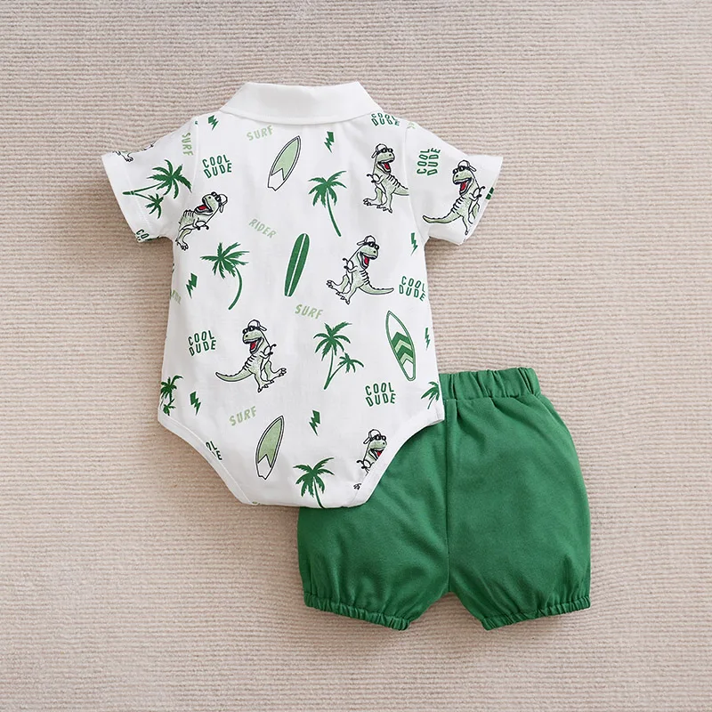 Newborn Baby boys Clothes Set Fashion Summer Toddler Outfit dinosaur print pants All cotton short sleeve Newborn Infant Clothing