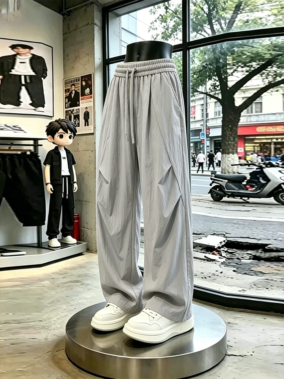

Quick Dry Pleated Ice Silk Casual Pants Men's Summer Thin Hanging Sensation Sportswear Outdoor Functional Workwear Trousers