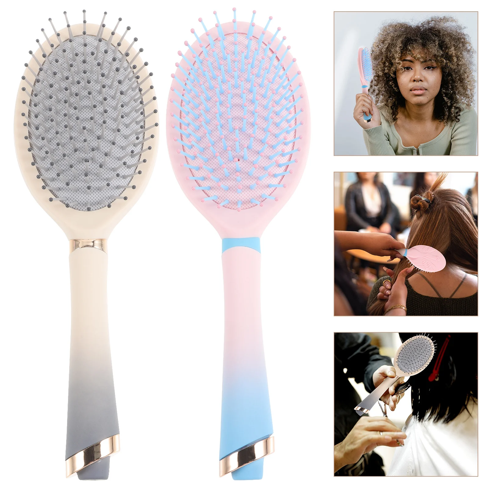 

2Pcs Oval Hair Comb Wet Dry Detangling Brush for Women Smooth Scalp Friendly Lightweight Plastic Hair Styling Tool