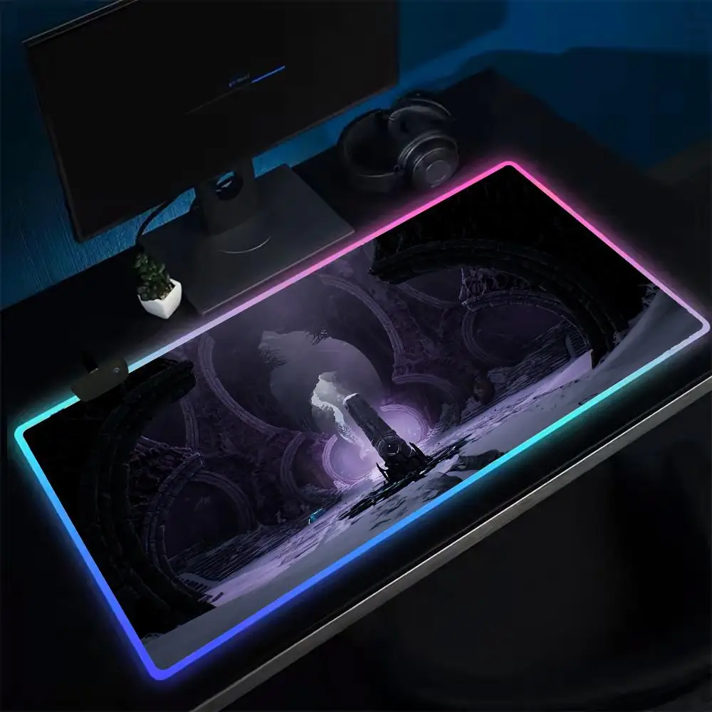 Outriders ماوس الوسادة أنيمي الألعاب ماوس الوسادة LED الجدول منصات الخلفية المطاط سطح المكتب XXL RGB مكتب الحصير
