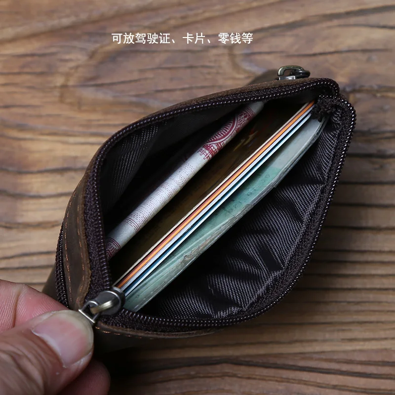 NZPJ männer Echt Leder Karte Tasche Vintage Erste Schicht Rindsleder Geldbörse dame Zipper Brieftasche Schlüssel Tasche Fahrer lizenz Tasche – Detail 12