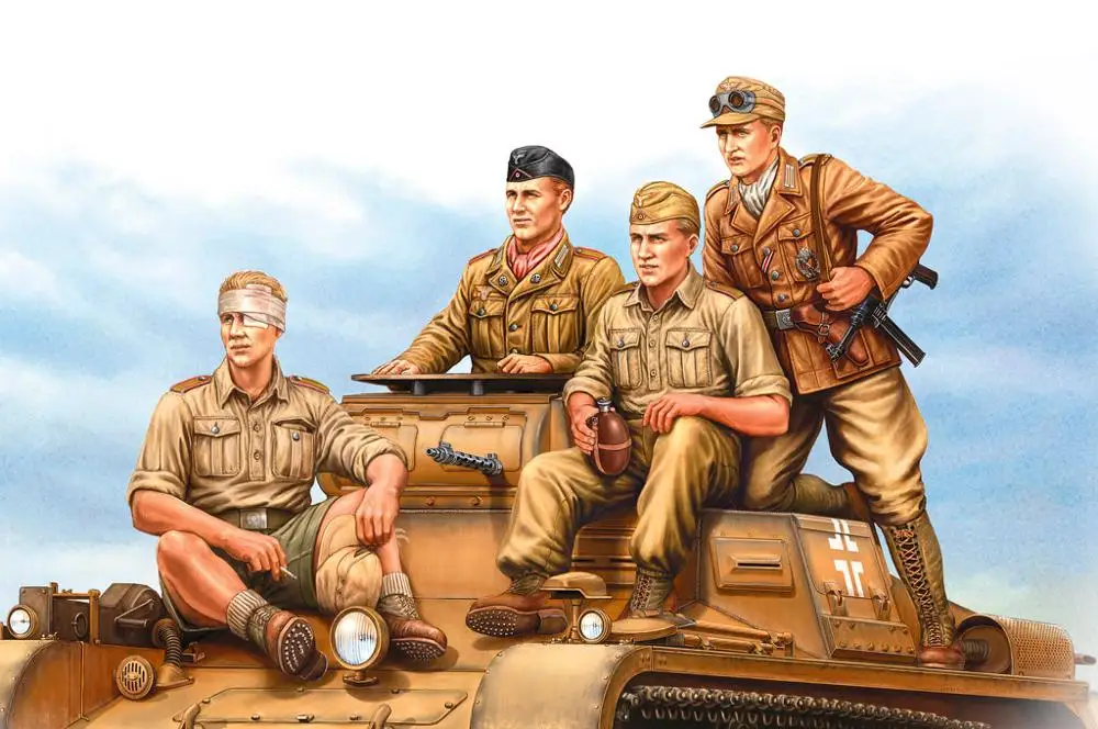 HobbyBoss 84409 1/35 German Tropical Panzer Crew Soldier Figures Assembly Model-Scale Model Kit