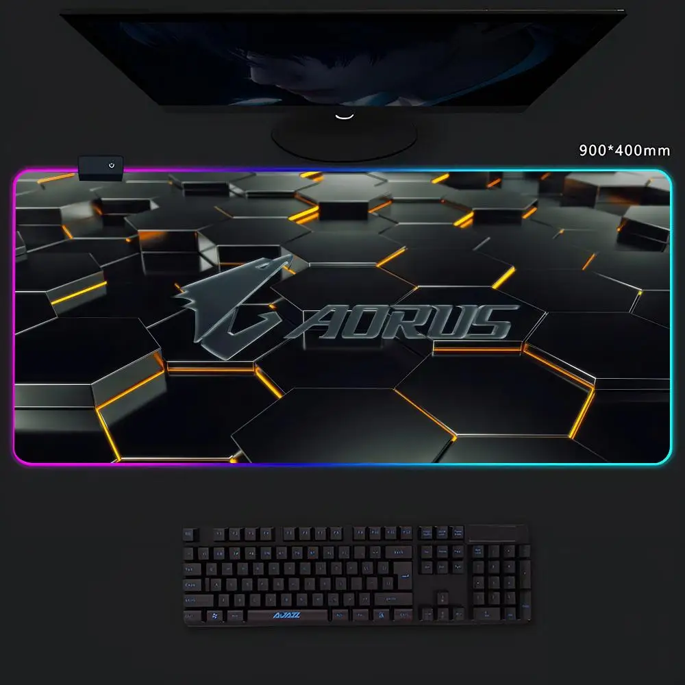 لوحة ماوس للألعاب بنمط P-Aorus ، حصيرة لوحة المفاتيح ، حصيرة مكتب كمبيوتر كبيرة جدًا ، سطح ناعم لاقط الصوت ، RGB ، 70x30cm