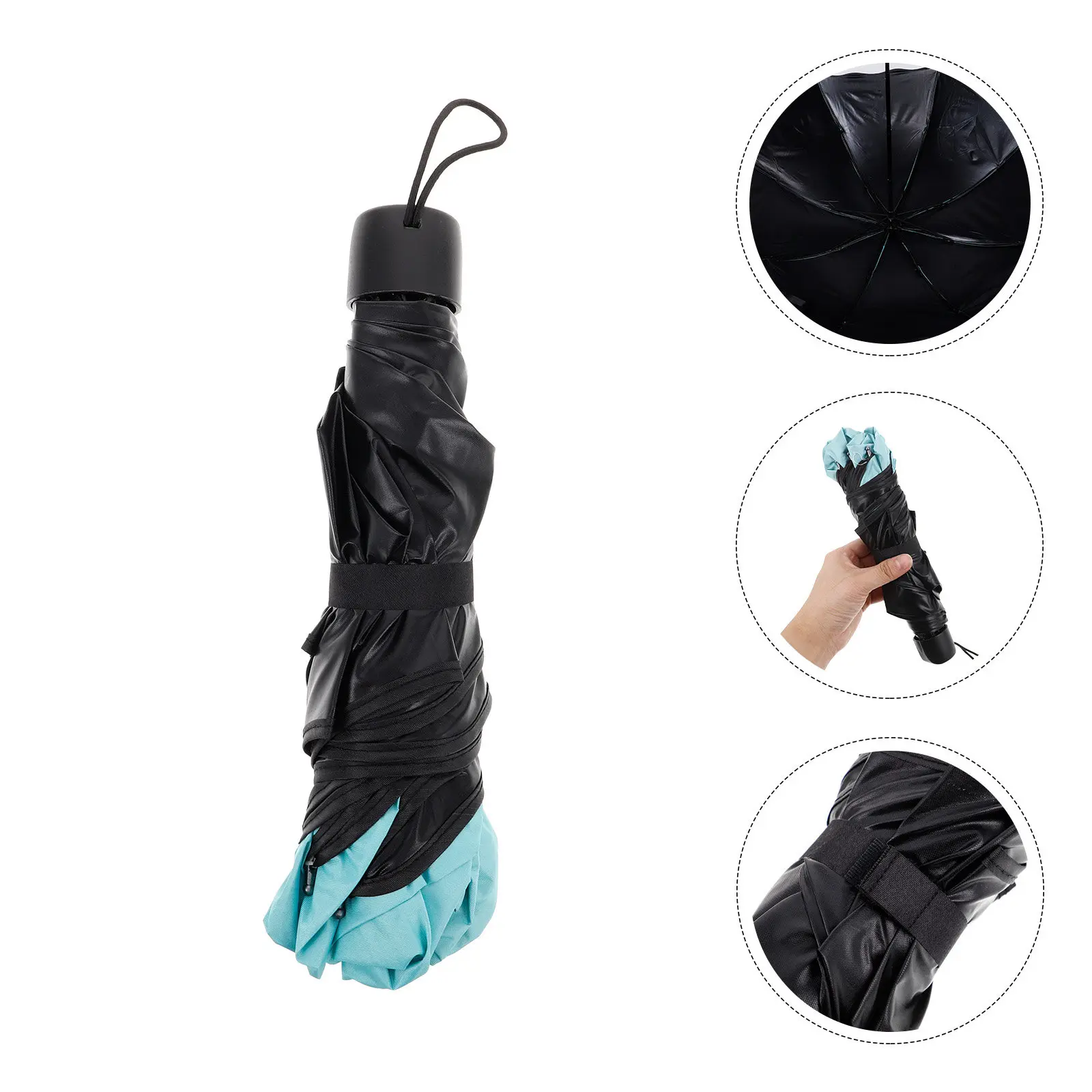 Travel Compact Foldable Rain Umbrella Windproof Uv Protection Color Changing Mint Green Small Portable Threefold Umbrella