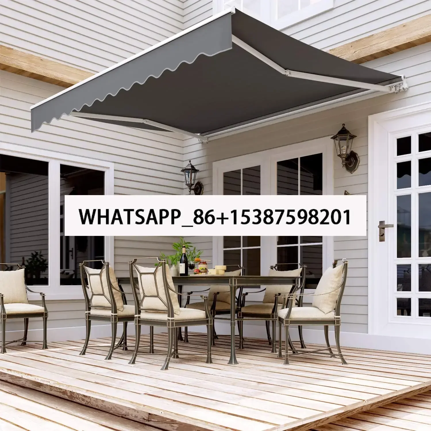 Patio Retractable Awning Articulated arm awning, UV50+ Sun Shade Window Door Balcony Sunshade Shelter Ployester