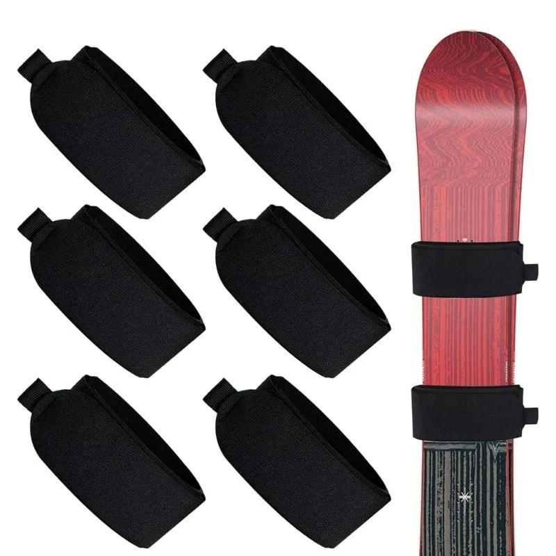 6Pcs Ski Fastener Strap Adjustable Ski Wrap Ties Ski Band Tape with Protectors Pad Winter Sports Accessories