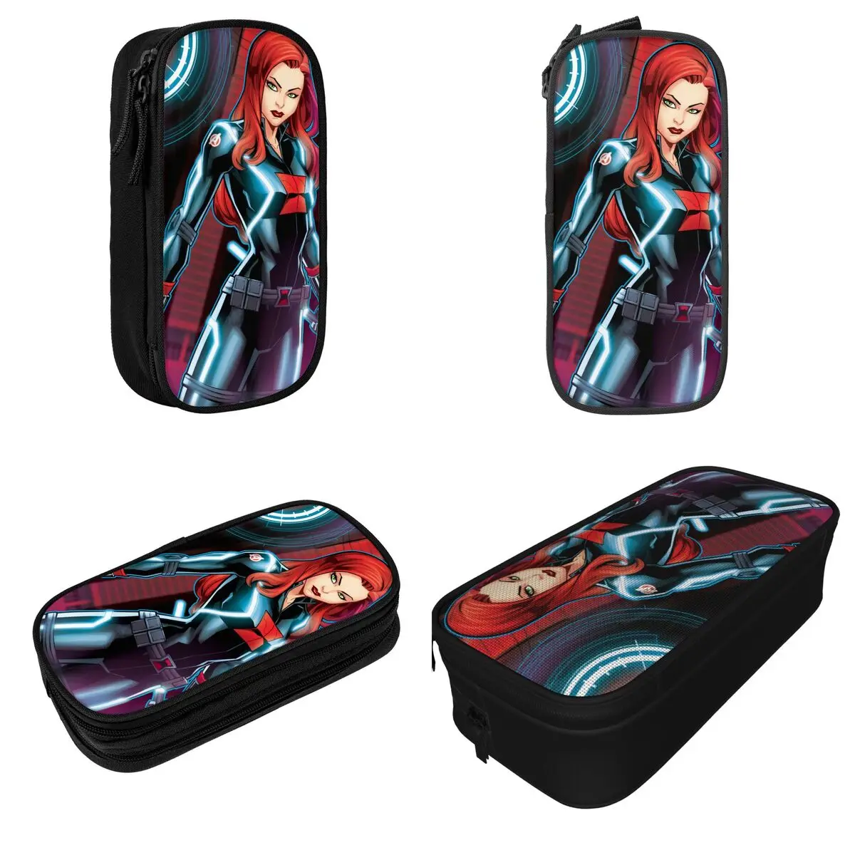 Black Widow Neon Glow Pencil Cases Pencilcases Pen Box for Student Large Storage Pencil Bags School Supplies Gifts Accessories