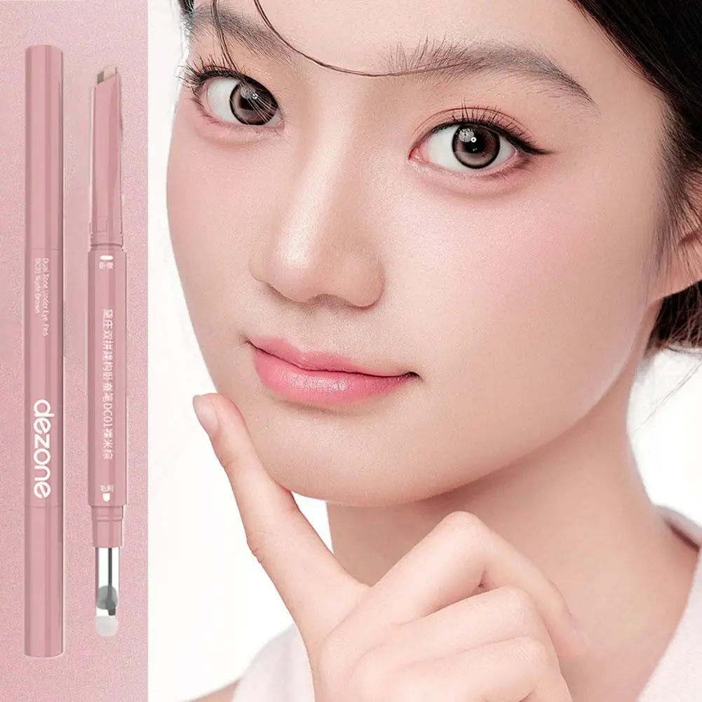 Double-End Lying Silkworm Pen Waterproof Anti-Sweat Natural Enlarge Eyes Cosmetic Pencil 3D High Lighter 2in1 Korean Makeup