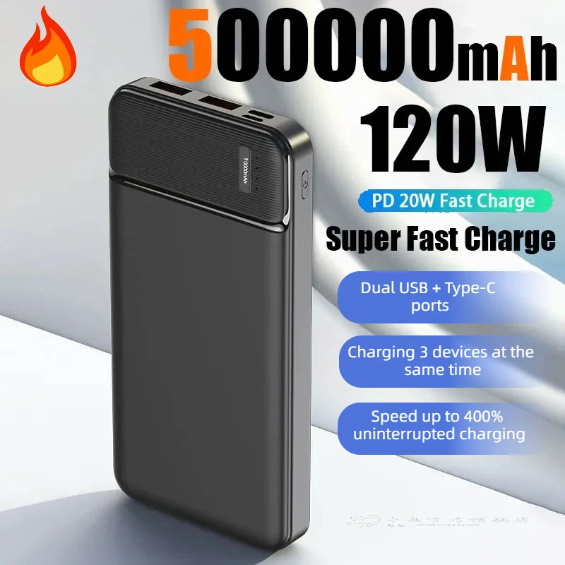 50000 мАч Power Bank 120 Вт Портативная быстрая зарядка Powerbank Внешнее зарядное устройство для iPhone Samsung Huawei Xiaomi 보조배터리