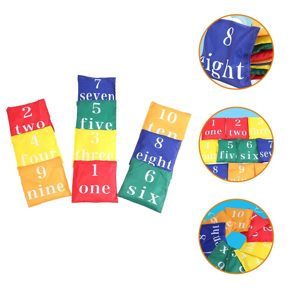 

10Pcs Small Bean Bags for Tossing Game Digital Sandbag Design Portable Plaything Kids Hand-Eye Coordination Outdoor Activity