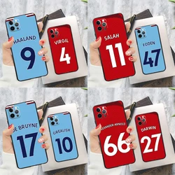 Football Player Number Name Phone Case For iPhone 16 15 14 13 12 11 Pro Max 12 13 Mini 7 8 16 Plus X XR XS Max Cover
