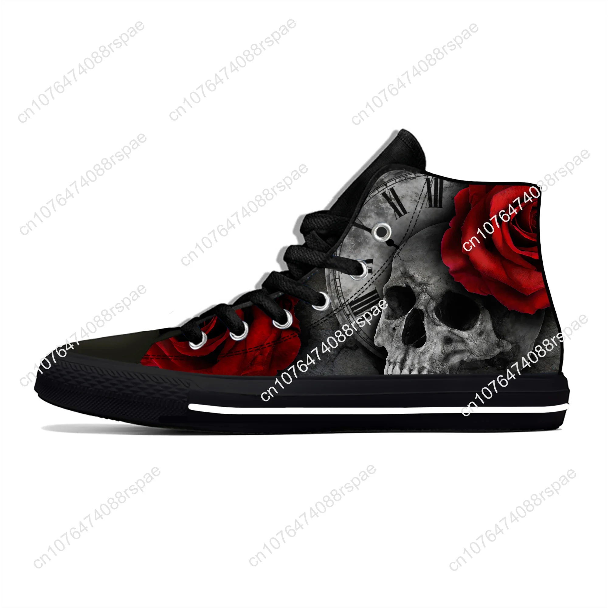 Skulls Roses High Top Sneakers Mens Womens Teenager Casual Shoes Canvas Running Shoes 3D Printed Breathable Lightweight shoe