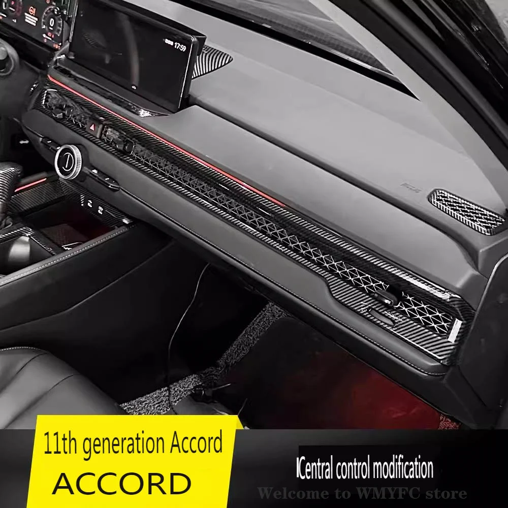 

Для Honda Accord 11th 2023 2024 ABS из углеродного волокна внутренняя Автомобильная центральная консоль приборная панель вентиляционное отверстие крышка отделочная полоса