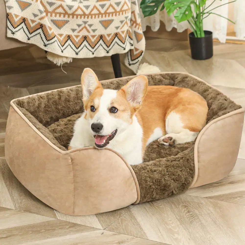 Rectangle Dog Bed Machine Washable Dogs Sleeping Sofa Removable Cushion Non-Slip Bottom Pet Bed For Cats Small Medium Dogs