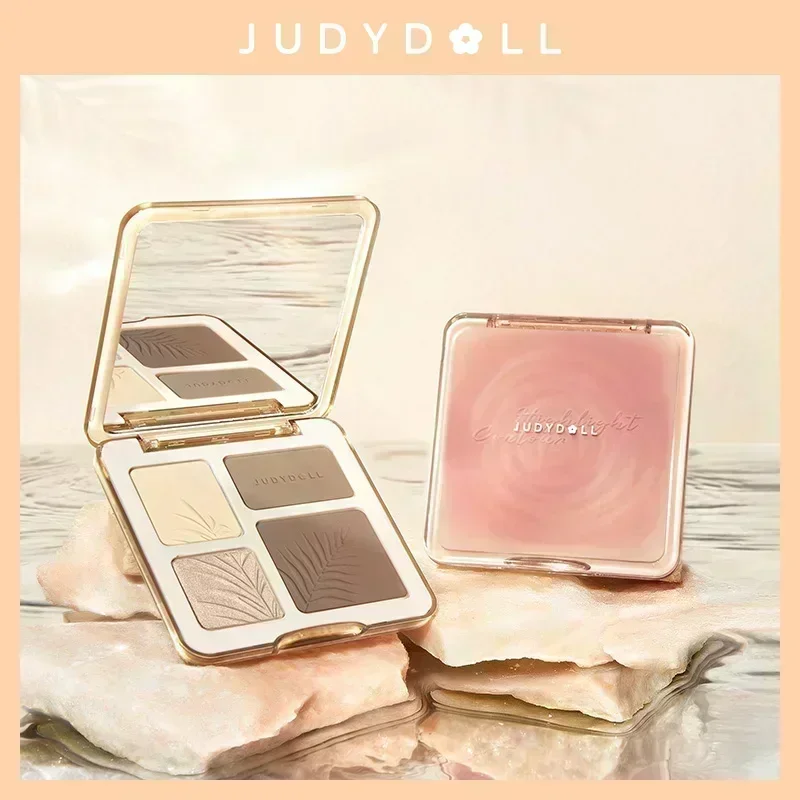Judydoll 3d Highlighter Contour Bronzer Palette Nude แต่งหน้าธรรมชาติสี Rendering ยาวนานเครื่องสําอางกันน้ํา