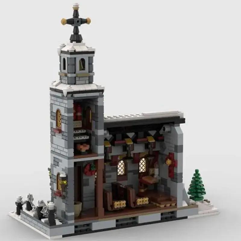 1074PCS Building blocks MOC-58208 Christmas Winter Cottage Church set Mosaic building Street View series made in China
