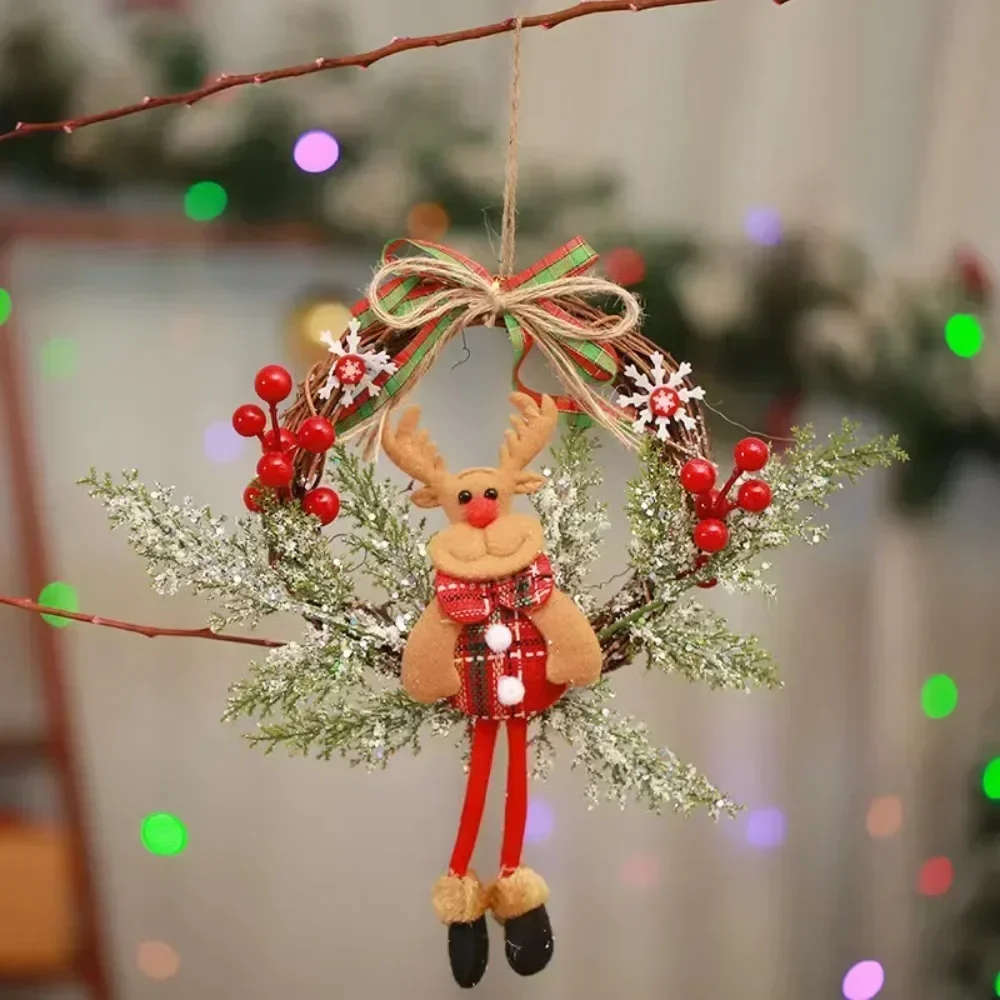 NEW New Christmas Decoration Wreath Simulation Rattan Christmas Wreath Door Hanging Window Decoration Props Christmas Decoration