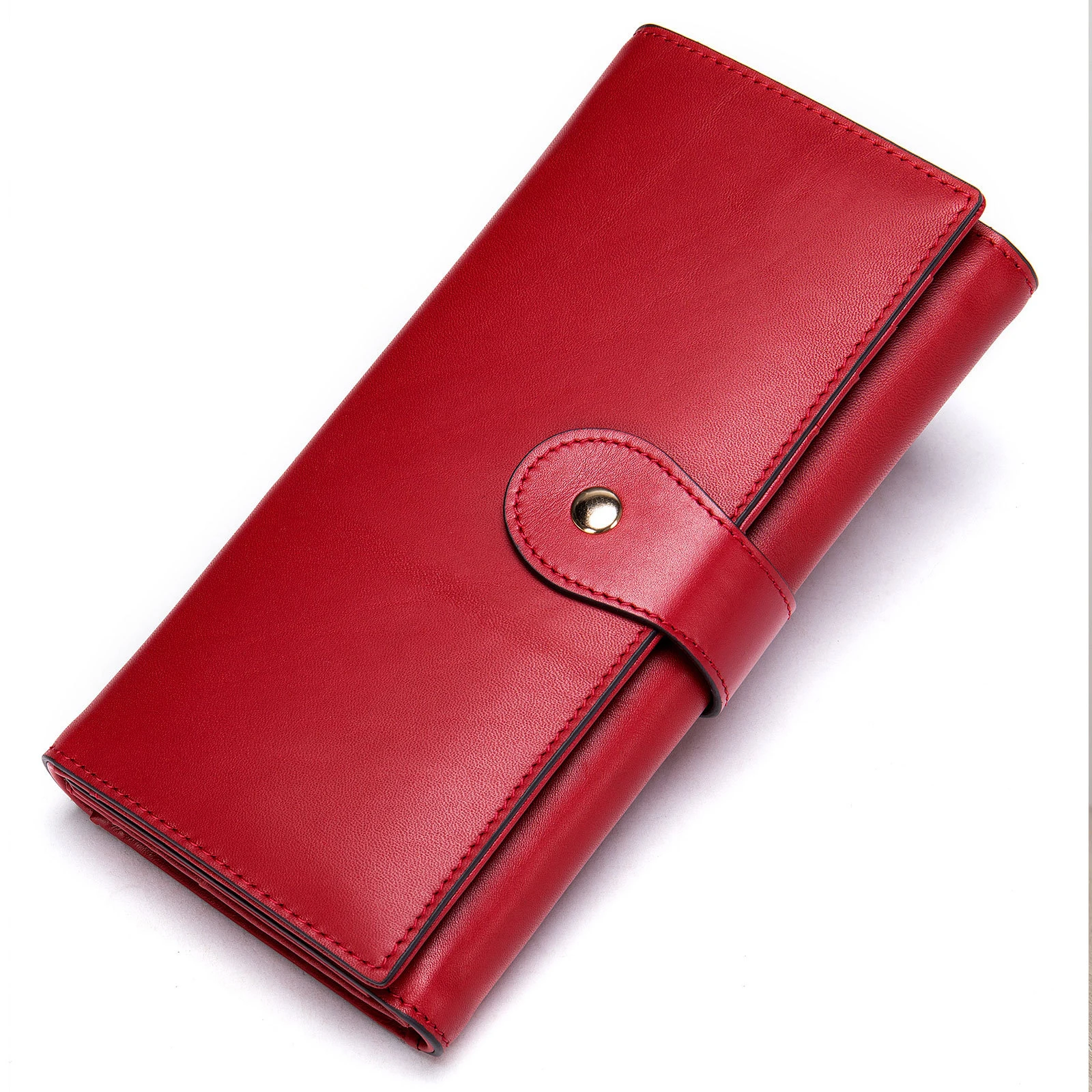 Genuine Leather Fashion Lady Notecase Luxury Designer Woman Purse For Evening Party Long Hand Clutch For Ladies Dress Red