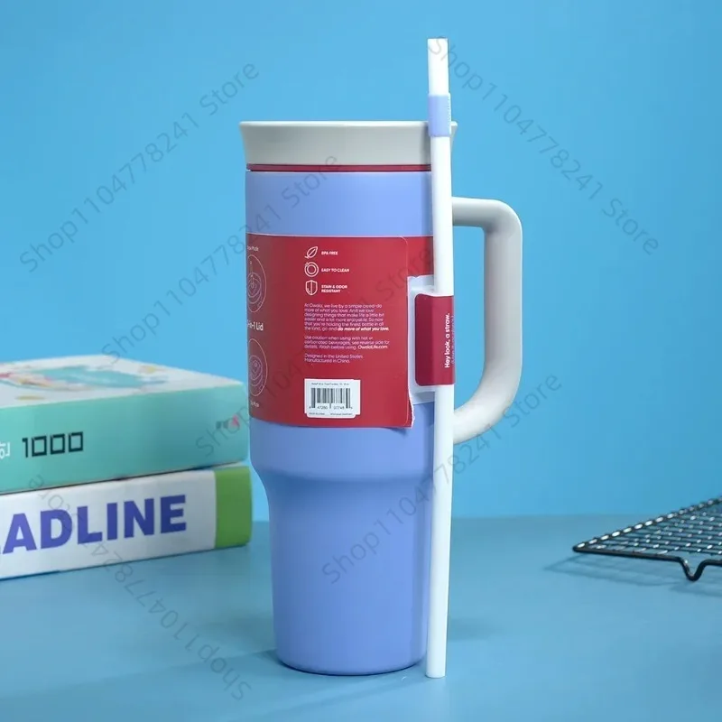

2025 New double-layer vacuum insulated cup 40oz car cups outdoor sports and fitness drink cup car hot and cold straw water cups