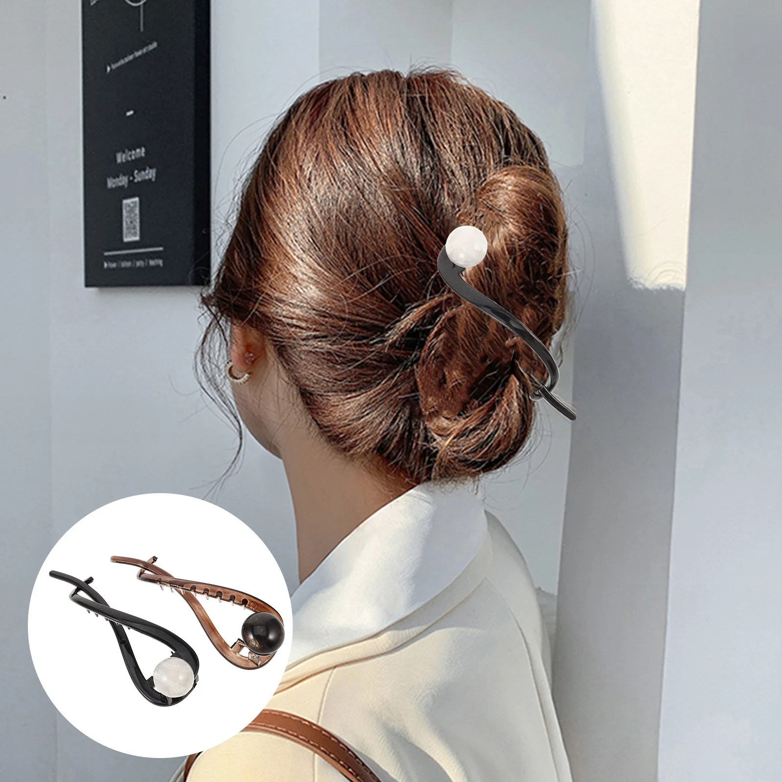 

2pcs Twist Hair Clips For Women Small French Barrette High Ponytail Bun Clip Braiding Tool Pearl Bead Hair Accessories