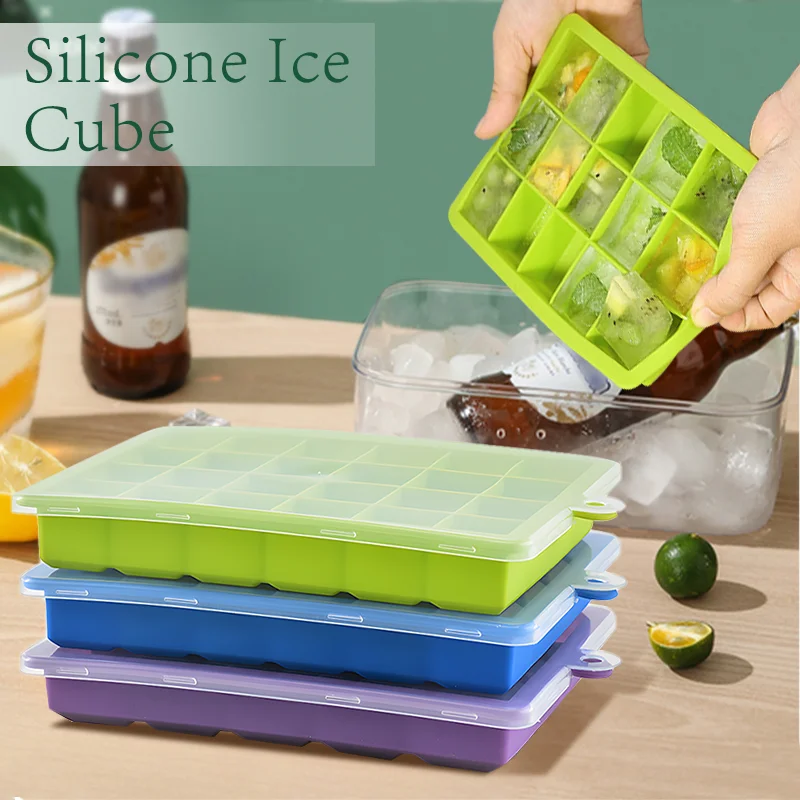 4/6/8/15/24 Grid Big Ice Tray Mold Giant Jumbo Large Food Grade Silicone Ice Cube Square Tray Mold DIY Ice Maker Ice Cube Tray