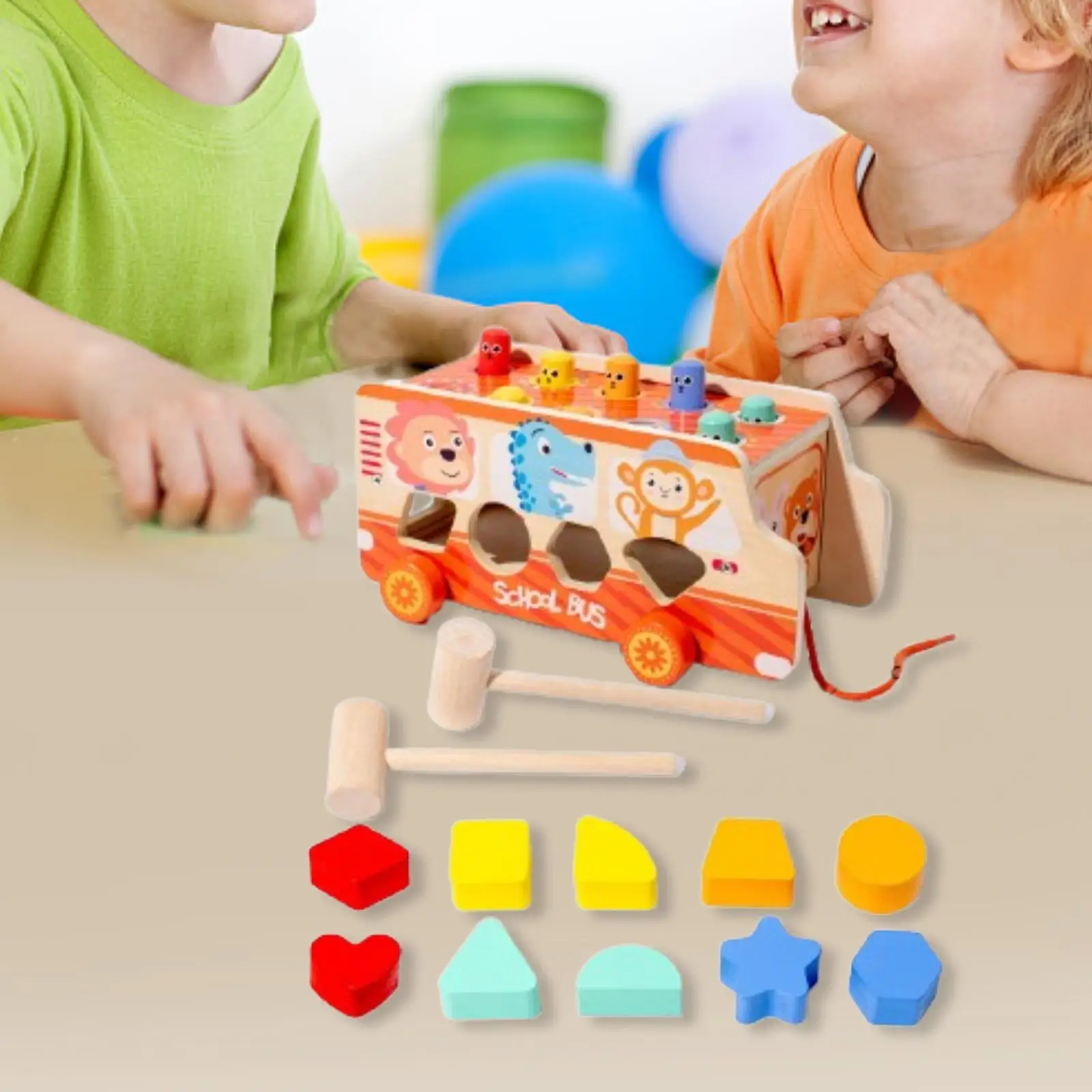 Wooden Montessori Toy Hammering Pounding Toy Developmental for Kids Children