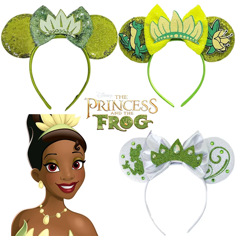 

Disney Tiana Ear Headband for Adults The Princess and the Frog Mickey Mouse Naveen Ears Hairbands Women Lotus Bows Accessories