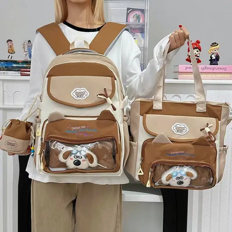 

New Y2K Cartoon Ita Backpack Large Capacity DIY Display Knapsack Cute Girl Transparent Crossbody Bag Student Shoulder Schoolbag