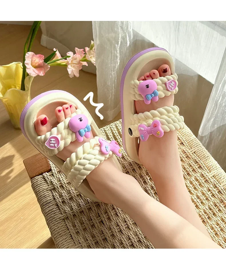 Summer Women Cloud Slippers Indoor Home Casual Thick Soft Flip Flops Bathroom Anti Slip Sandals Outdoor Wear Beach Slides Shoes