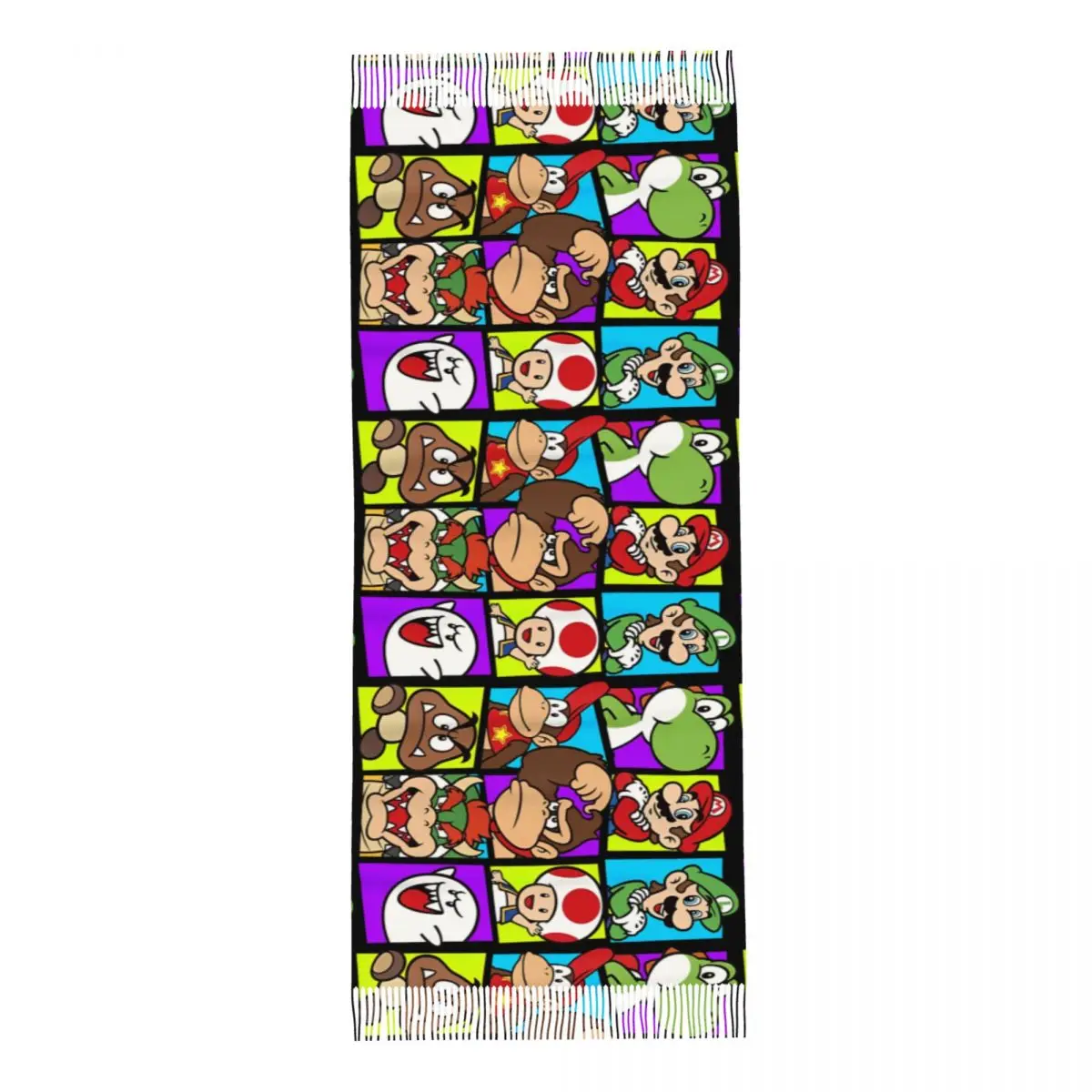 Super Mario Yoshi Luigi Bowser & Gang Box-Up Shawl Wrap Women Winter Warm Large Soft Scarf Game Pashminas Tassel Scarves