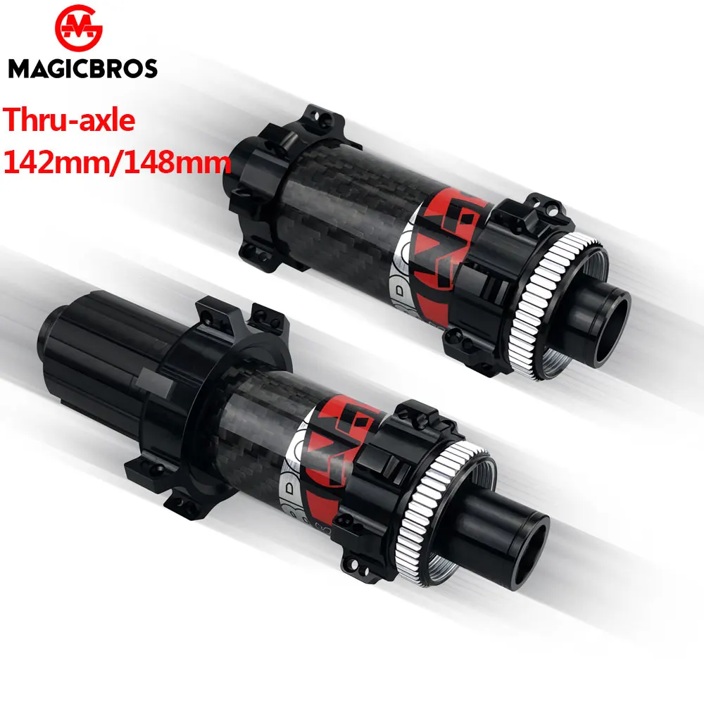 

MAGICBROS A Pair Carbon Fiber Bicycle Hub 28 Holes Centre Lock Six Studs Thru Axle 142MM 148MM Carbon MTB Mountain Bike Hub