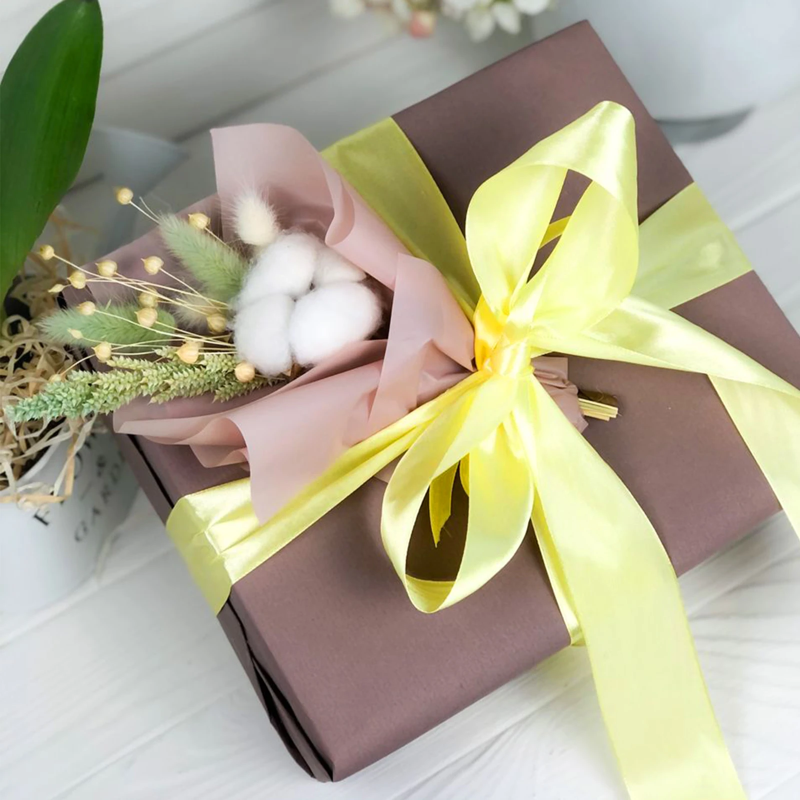 12 Colors Satin Ribbon Roll 25 Yards Polyester Gift Wrapping Ribbon Roll DIY Wedding Bouquets Clothing Party Craft Ribbon Roll