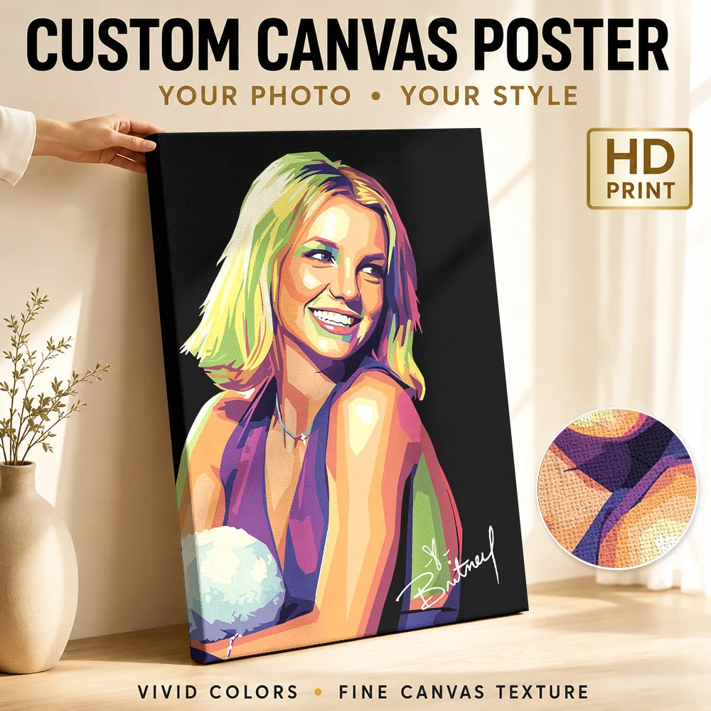Britney Spears Pop Art Portrait Canvas Print Poster Customized Retro Music Wall Paintings Decoration for Bedroom Ready to Hang