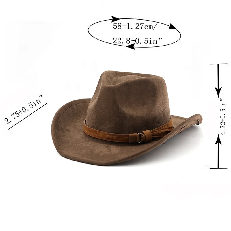 Western-Cowboyhut im Ethno-Stil, Kunstleder, Samt, Jazz-Hut, Herbst und Winter, Roll-up-Edge, Fedora-Hut – Detail 2