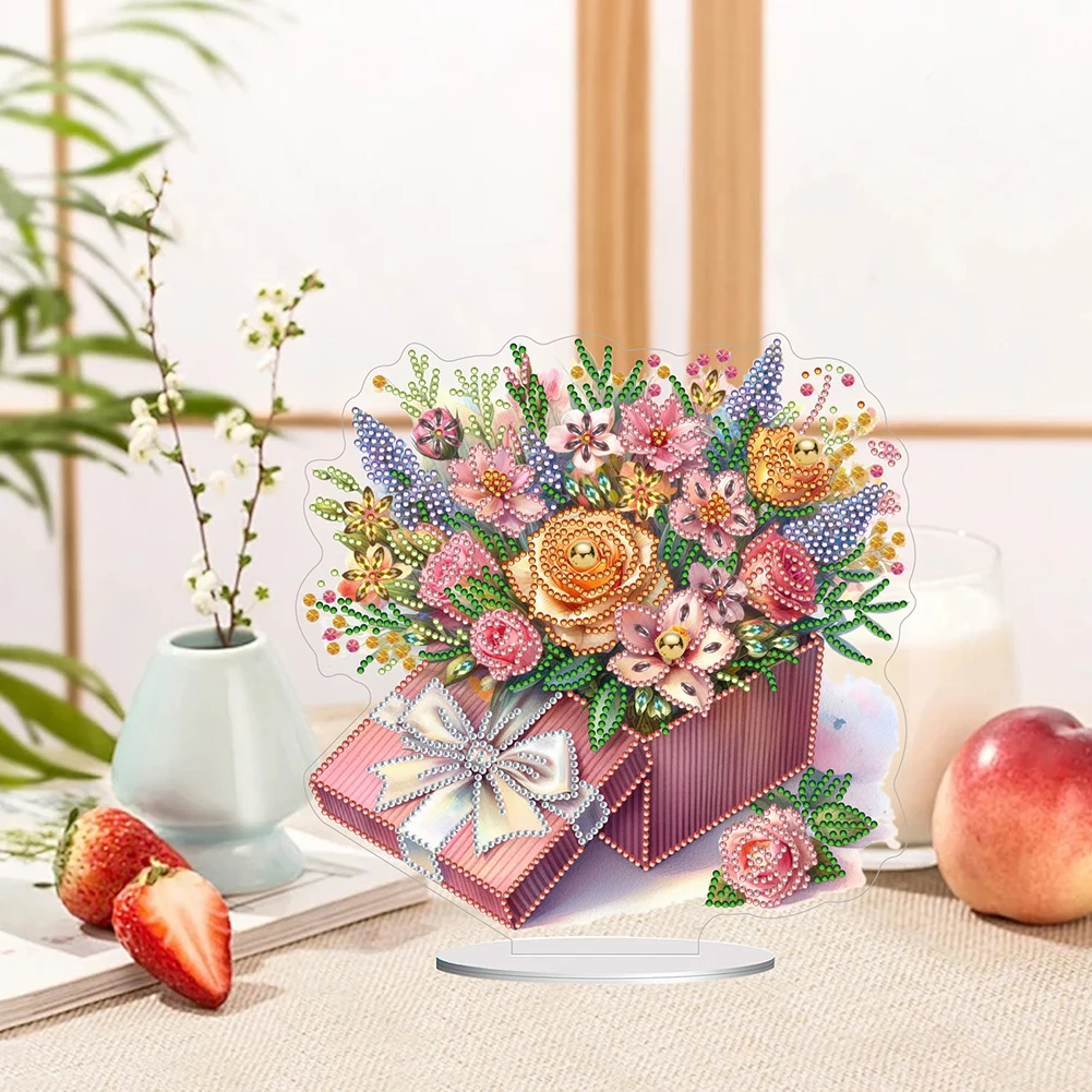 

2D Flat Flower DIY Diamond Painting Tabletop Ornaments Kit Diamond Painting Desktop Decorations for Home Office Desktop Decor