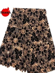 Tela de terciopelo bordado austriaco para vestido de noche de fiesta, tejido delicado y elegante Popular de alta calidad, 5 yardas, 2024, NN_2198Z