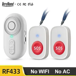 Wireless Elderly SOS Emergency Call Button with Vibration, Portable Personal Alarm for Senior Care, Remote Notification, Help