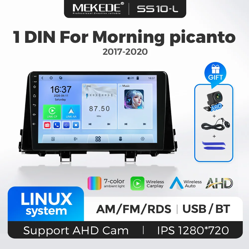 MEKEDE Linux System 1 Din For Kia Morning 3 Picanto 2017-2020 Car Multimedia Player Carplay Android Auto IPS Head Unit USB BT