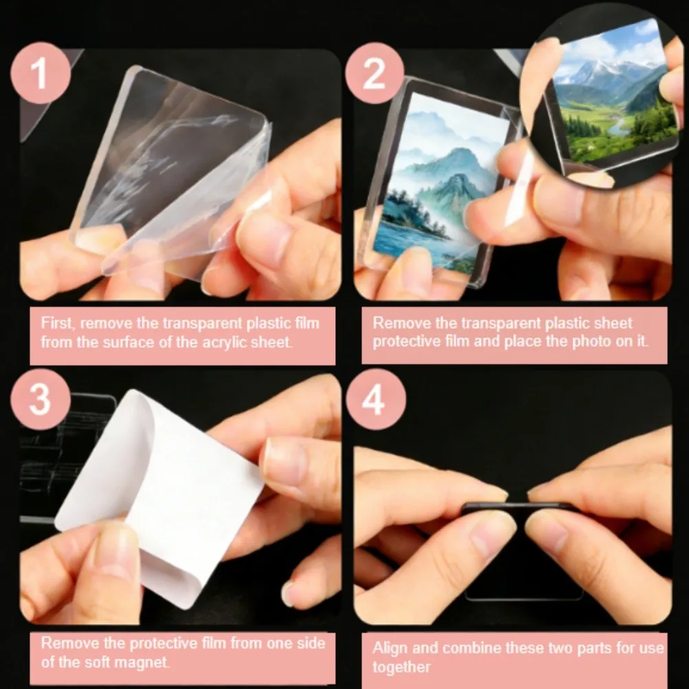 5/10/15pcs Acrylic Square Fridge Magnets Set With Stick-on For  DIY Wall And Kitchen Office Whiteboard Decoration Magnetic
