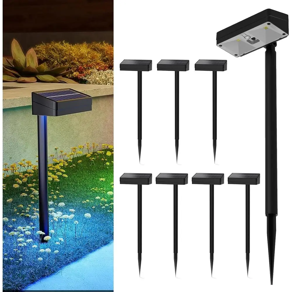 

Набор из 12 уличных светодиодных светильников, теплый белый свет и 7 цветов RGB, водонепроницаемые, регулируемые, для садов, дворов и подъездных путей