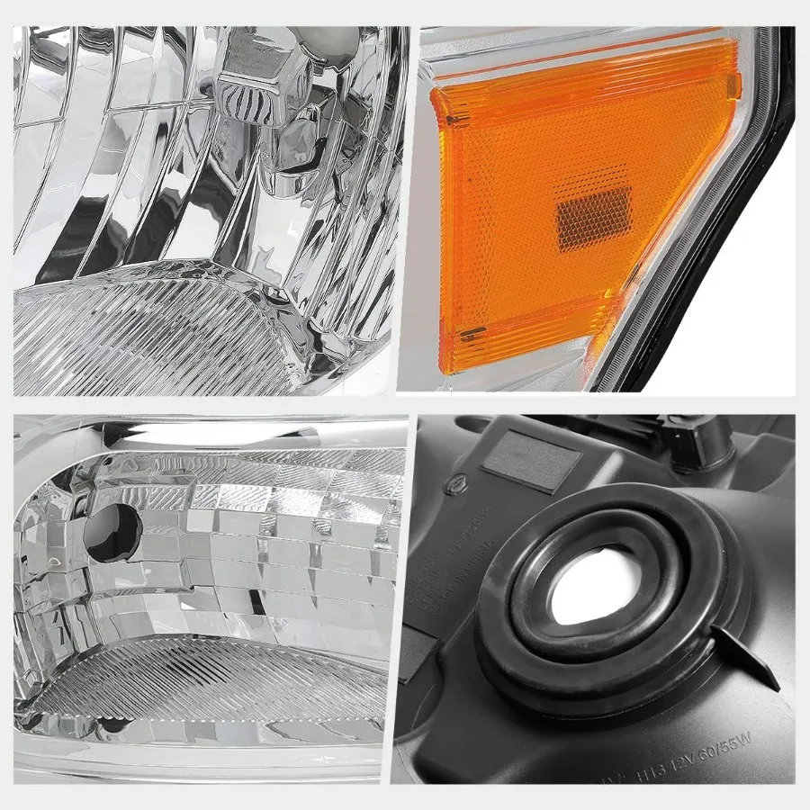 2 قطعة مجموعة المصابيح الأمامية متوافقة مع 1116 F250F550 المصابيح الأمامية فائقة التحمل مع غطاء من الكروم وأضواء الزاوية العنبر لـ En