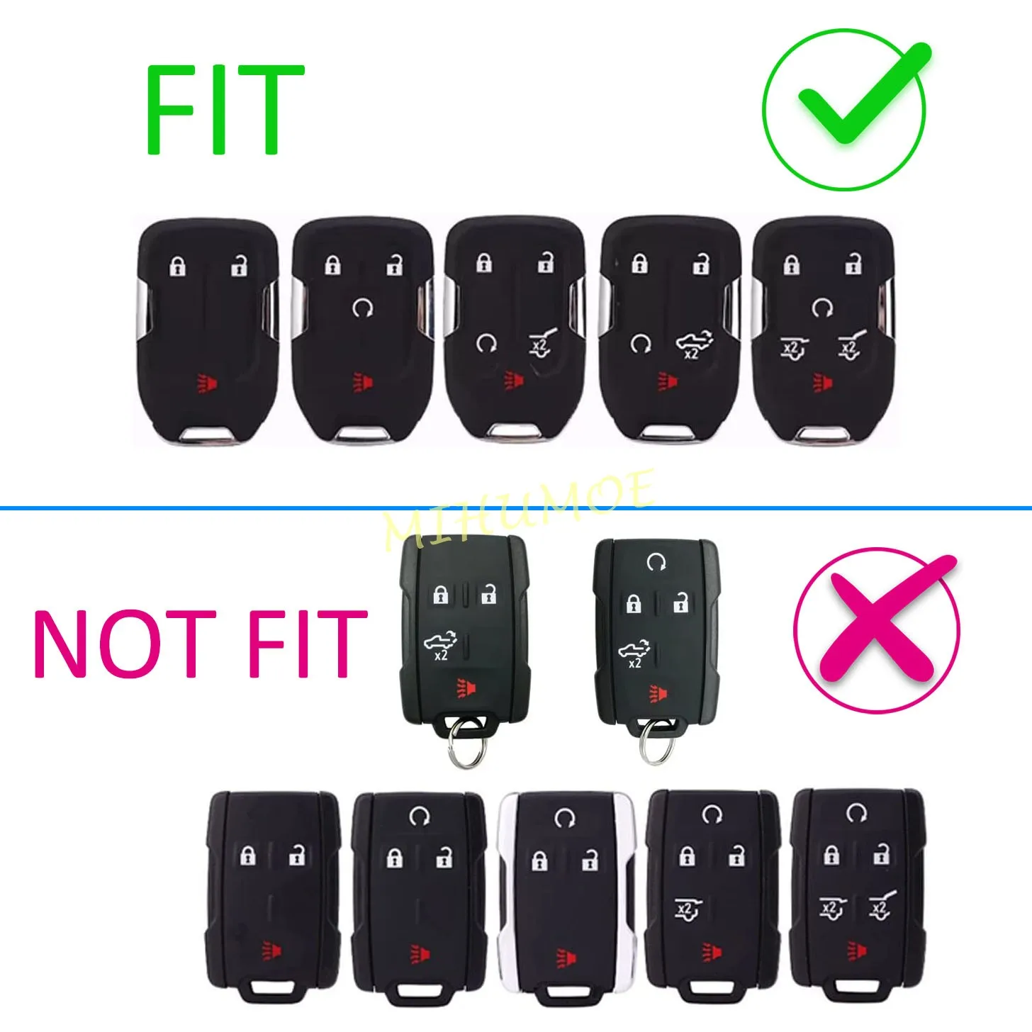 For Chevrolet Silverado Tahoe Suburban GMC Yukon Sierra Acadia Terrain Transparent Clear Car Key Fob Cover Case