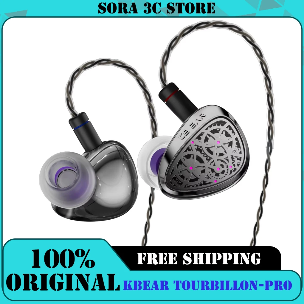 KBEAR Tourbillon-Pro 인이어 이어폰 TB-PRO 10mm DD 고해상도 TypeC HIFI 유선 이어버드 PU+PEEK+DLC 복합 다이어프램