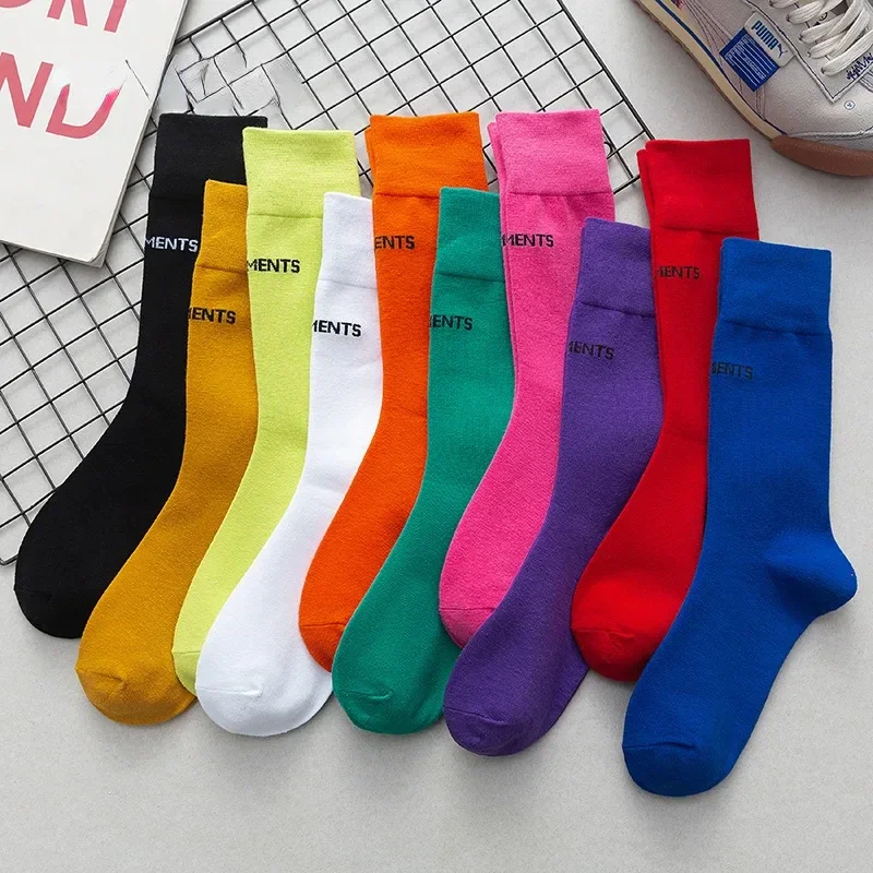 Rose Red Socks Women Harajuku Indie Pop Middle Tube Colors Sock Korean  Alphabet Sport Cotton Skater Breathable Socks Calcetines