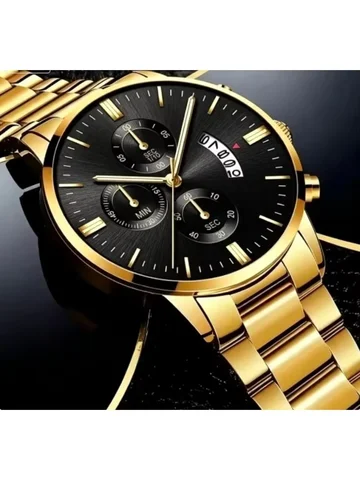 Luxury Stainless Steel Men Calendar Quartz Watch Business Dress Wristwatch Reloj Hombre Daily Formal Watch