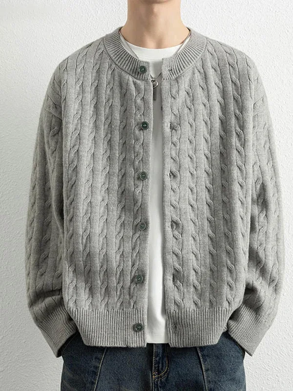 

Cleanfit Pure Color Men's Knitted Sweater Autumn Baseball Collar Open Cardigan Casual Regular Fit Polyester Fiber Trendy