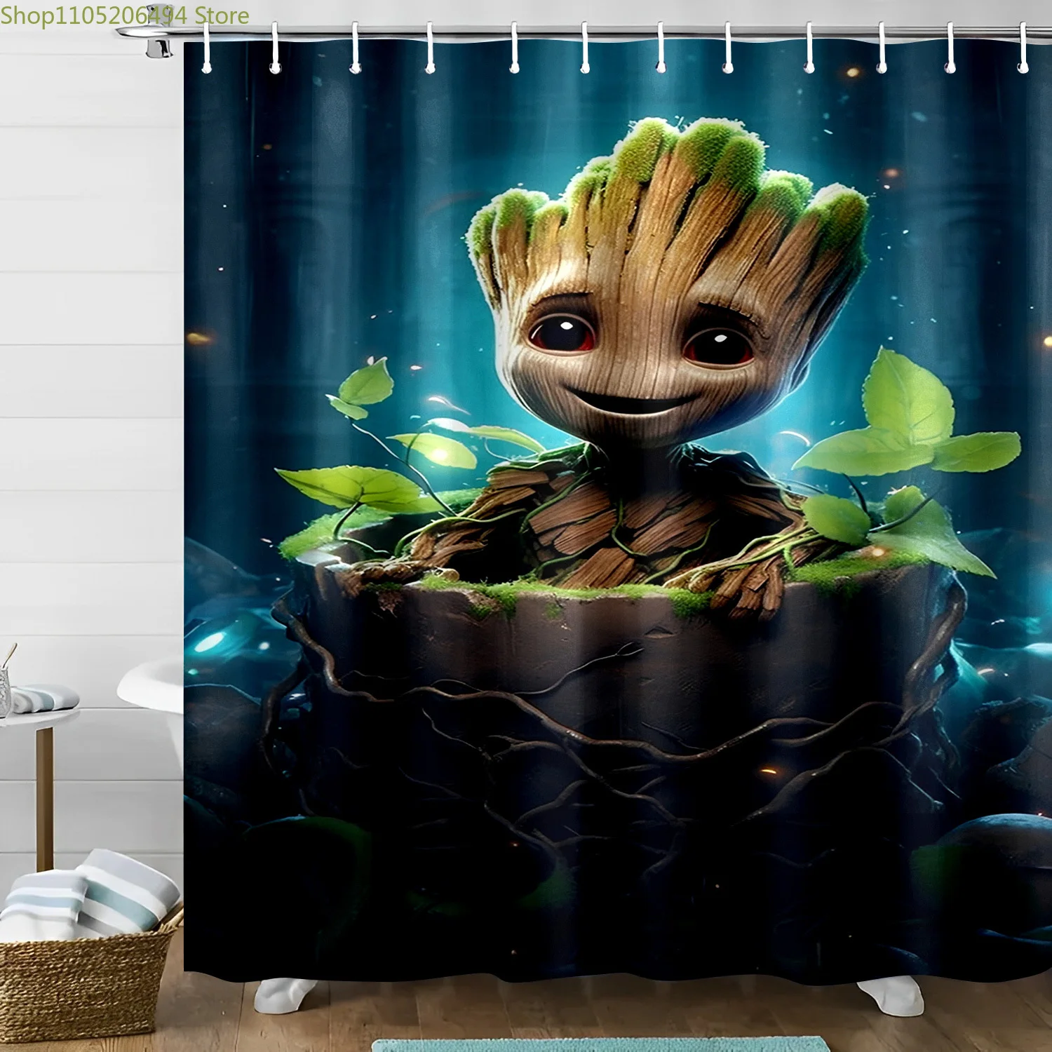 

1pc Marvel shower curtain Groot Printed Pattern Bathroom Shower Curtain, Modern Shower Curtain, High Quality Shower Curtain wi