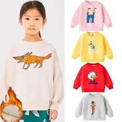 Winter Kids Sweatshirts Plus Velvet Children Pullover 2024 Warm Boy T-shirts Cartoon Girls Fleece Hoodies Baby Outerwear Clothes